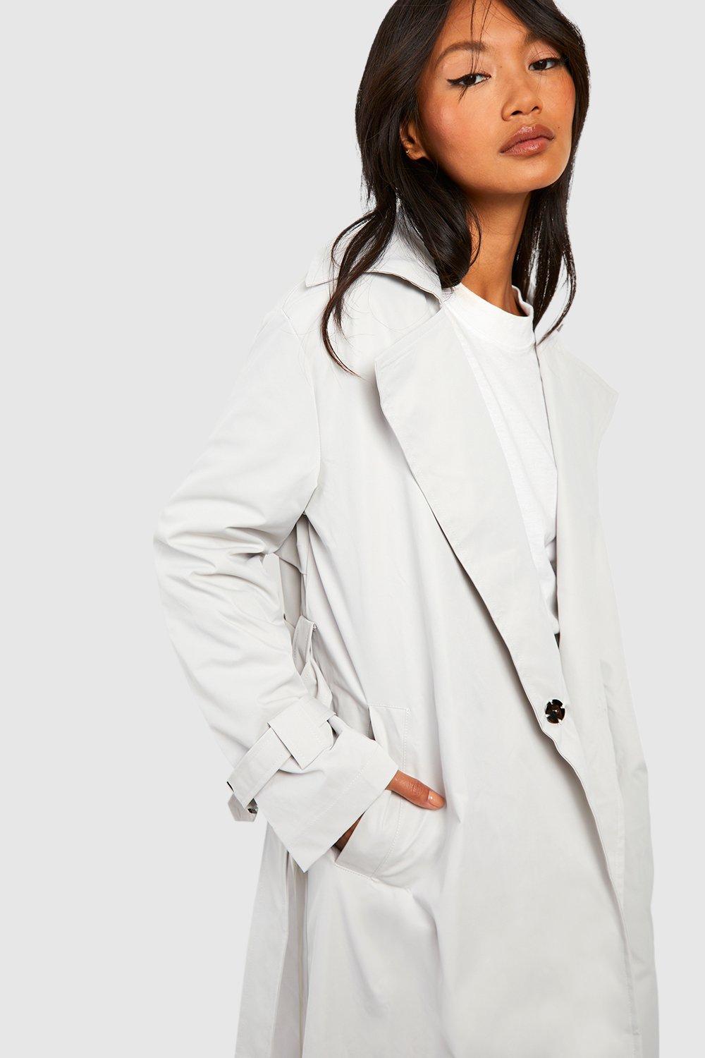 Fitted Cuff Detail Belted Trench Coat boohoo